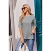 Ekouaer 4 Packs Maternity Shirts Split Side Pregnancy Workout Tops(4pcs Black / Brown / Grey / White)