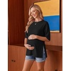 Ekouaer 4 Packs Maternity Shirts Split Side Pregnancy Workout Tops(4pcs Black / Brown / Grey / White)