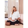 Ekouaer 4 Packs Maternity Shirts Split Side Pregnancy Workout Tops(4pcs Black / Brown / Stripes / White)