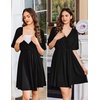 Ekouaer Labor and Delivery Gown Nursing Nightgown Birthing Pajamas Dress(Black)