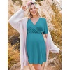 Ekouaer Labor and Delivery Gown Nursing Nightgown Birthing Pajamas Dress(Blue Green)