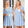 Ekouaer Labor and Delivery Gown Nursing Nightgown Birthing Pajamas Dress(Light Blue)