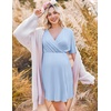 Ekouaer Labor and Delivery Gown Nursing Nightgown Birthing Pajamas Dress(Light Blue)
