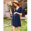 Ekouaer Labor and Delivery Gown Nursing Nightgown Birthing Pajamas Dress(Navy Blue)