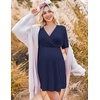 Ekouaer Labor and Delivery Gown Nursing Nightgown Birthing Pajamas Dress(Navy Blue)