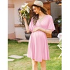 Ekouaer Labor and Delivery Gown Nursing Nightgown Birthing Pajamas Dress(Pink)