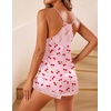 Ekouaer Lingerie for Women Sexy Satin Silk Pajama Sets Lace Cami Short Pj(Cherry Bow)