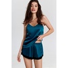 Ekouaer Lingerie for Women Sexy Satin Silk Pajama Sets Lace Cami Short Pj(Dark Green)