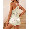 Ekouaer Lingerie for Women Sexy Satin Silk Pajama Sets Lace Cami Short Pj(Floral Rose)
