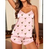 Ekouaer Lingerie for Women Sexy Satin Silk Pajama Sets Lace Cami Short Pj(Martini)
