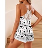 Ekouaer Lingerie for Women Sexy Satin Silk Pajama Sets Lace Cami Short Pj(White Cow)