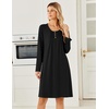 Ekouaer Long Sleeve Nightgowns for Women Soft Knit House Dress Sleepshirts(Black)