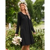 Ekouaer Long Sleeve Nightgowns for Women Soft Knit House Dress Sleepshirts(Black)