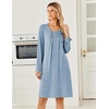 Ekouaer Long Sleeve Nightgowns for Women Soft Knit House Dress Sleepshirts(Blue)