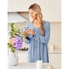Ekouaer Long Sleeve Nightgowns for Women Soft Knit House Dress Sleepshirts(Blue)