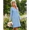Ekouaer Long Sleeve Nightgowns for Women Soft Knit House Dress Sleepshirts(Blue Flower)
