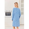 Ekouaer Long Sleeve Nightgowns for Women Soft Knit House Dress Sleepshirts(Blue Flower)