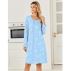 Ekouaer Long Sleeve Nightgowns for Women Soft Knit House Dress Sleepshirts(Blue Ocean)