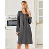 Ekouaer Long Sleeve Nightgowns for Women Soft Knit House Dress Sleepshirts(Gray)