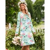 Ekouaer Long Sleeve Nightgowns for Women Soft Knit House Dress Sleepshirts(Green Floral)