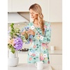 Ekouaer Long Sleeve Nightgowns for Women Soft Knit House Dress Sleepshirts(Green Floral)