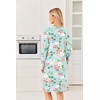 Ekouaer Long Sleeve Nightgowns for Women Soft Knit House Dress Sleepshirts(Green Floral)