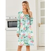 Ekouaer Long Sleeve Nightgowns for Women Soft Knit House Dress Sleepshirts(Green Floral)