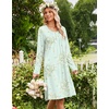 Ekouaer Long Sleeve Nightgowns for Women Soft Knit House Dress Sleepshirts(Green Flower)