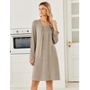 Ekouaer Long Sleeve Nightgowns for Women Soft Knit House Dress Sleepshirts(Khakki)