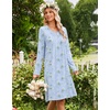 Ekouaer Long Sleeve Nightgowns for Women Soft Knit House Dress Sleepshirts(Light Blue Flower)