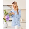 Ekouaer Long Sleeve Nightgowns for Women Soft Knit House Dress Sleepshirts(Light Blue Flower)