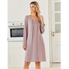 Ekouaer Long Sleeve Nightgowns for Women Soft Knit House Dress Sleepshirts(Pink)