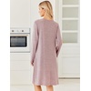 Ekouaer Long Sleeve Nightgowns for Women Soft Knit House Dress Sleepshirts(Pink)