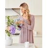 Ekouaer Long Sleeve Nightgowns for Women Soft Knit House Dress Sleepshirts(Pink)