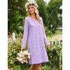 Ekouaer Long Sleeve Nightgowns for Women Soft Knit House Dress Sleepshirts(Purple Flower)