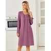 Ekouaer Long Sleeve Nightgowns for Women Soft Knit House Dress Sleepshirts(Red)