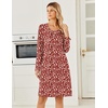 Ekouaer Long Sleeve Nightgowns for Women Soft Knit House Dress Sleepshirts(Red Floral)