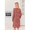 Ekouaer Long Sleeve Nightgowns for Women Soft Knit House Dress Sleepshirts(Red Floral)