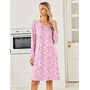 Ekouaer Long Sleeve Nightgowns for Women Soft Knit House Dress Sleepshirts(Red Flower)