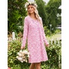 Ekouaer Long Sleeve Nightgowns for Women Soft Knit House Dress Sleepshirts(Red Flower)