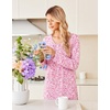 Ekouaer Long Sleeve Nightgowns for Women Soft Knit House Dress Sleepshirts(Red Flower)