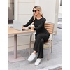 Ekouaer Lounge Sets for Women 2 Piece Matching Outfits 2026(Black)