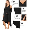 Ekouaer Maternity Nursing Gown and Robe Set Labor Delivery Nightgowns(Black)