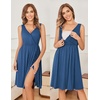 Ekouaer Maternity Nursing Gown and Robe Set Labor Delivery Nightgowns(Blue)