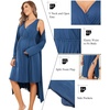 Ekouaer Maternity Nursing Gown and Robe Set Labor Delivery Nightgowns(Blue)