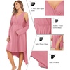 Ekouaer Maternity Nursing Gown and Robe Set Labor Delivery Nightgowns(Coral Pink)