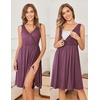 Ekouaer Maternity Nursing Gown and Robe Set Labor Delivery Nightgowns(Gray Purple)