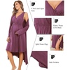 Ekouaer Maternity Nursing Gown and Robe Set Labor Delivery Nightgowns(Gray Purple)