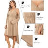 Ekouaer Maternity Nursing Gown and Robe Set Labor Delivery Nightgowns(Khaki)