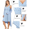 Ekouaer Maternity Nursing Gown and Robe Set Labor Delivery Nightgowns(Light Blue Heart)